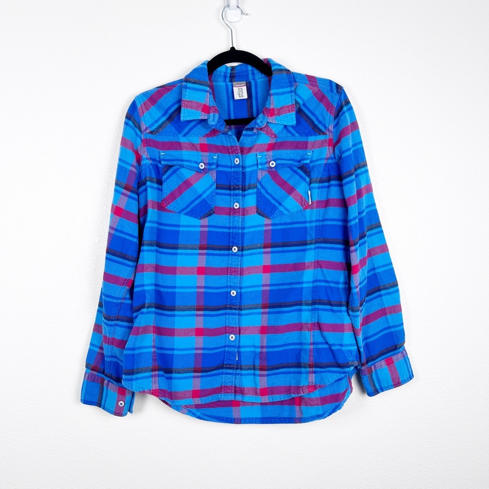 Stio Women's Cotton Plaid Flannel Button Up Sz L